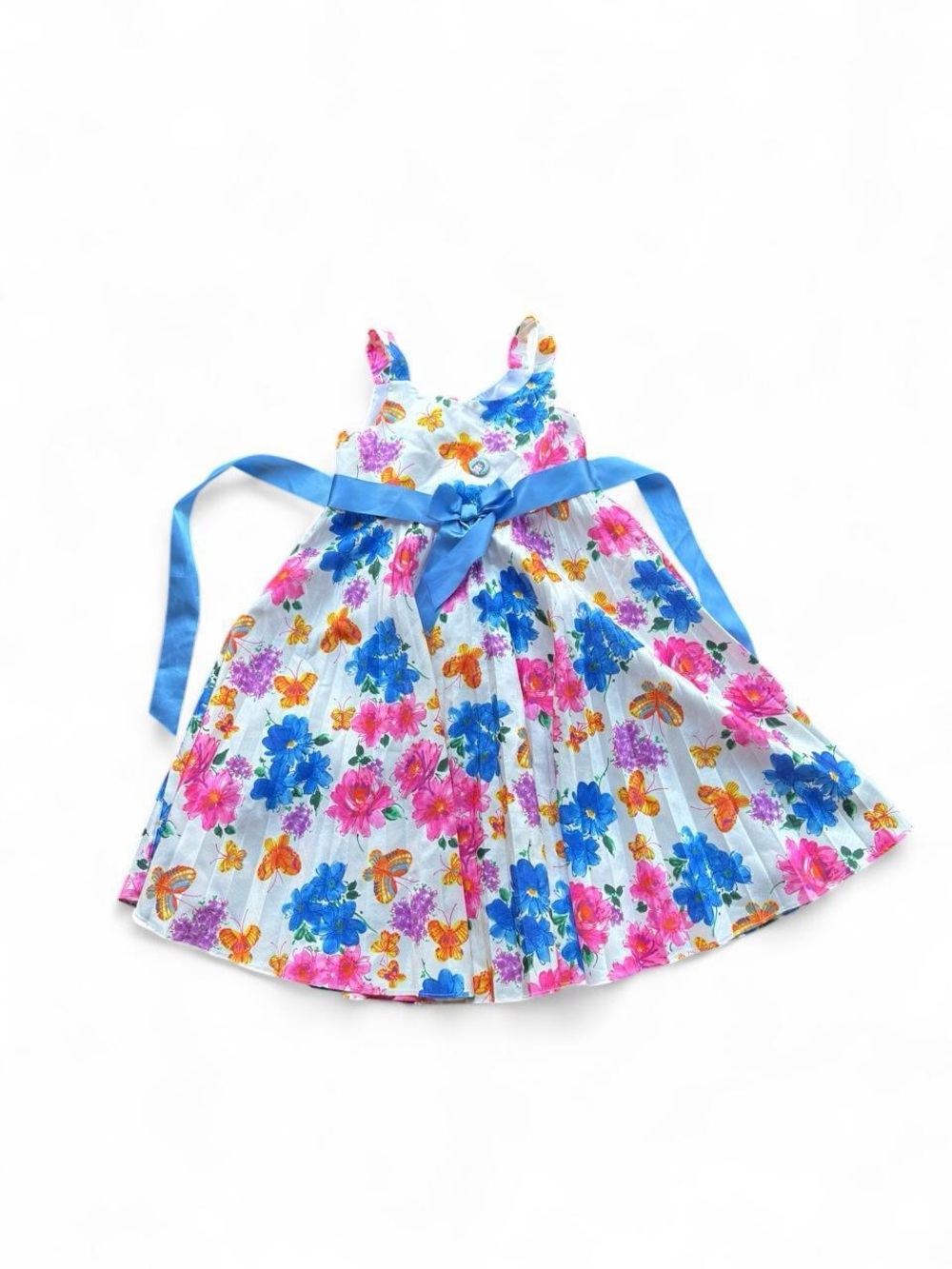 ✨Bonnie Jean multicoloured floral dress with blue ribbon bow Size: 10 years✨